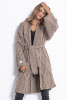 Aran pattern cardigan coat with a belt F825 color Mocca