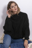 Oversized Aran pattern sweater F840 color Black