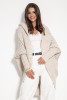 Hooded poncho cardigan, F1072 color Beige melange