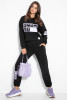 Women's tracksuit set with an applique F1094 color Black