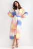 Long multicolored cardigan with a belt F1160 color BIRD