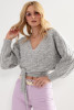 Short tied sweater with a neckline F1179 color Grey