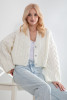 Short buttoned cardigan with pattern F1210 color Ecru