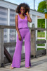 Knitted set simple pants with slits and spaghetti strap top F1242 color Purple