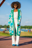 Long cardigan in colorful jacquard pattern F1239 color Seaeye