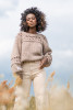 Sweter z ażurem o grubszym splocie Chunky Knit F1260 Kolor Mocca