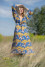 Long dress with large floral pattern Dahlia F1268