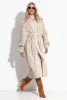 Long cardigan with belt Chunky Knit F1280 color Beige