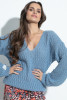 Elegant sweater with a neckline F1377 color Blue