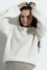 Elegant buttoned alpaca wool sweater F1393 color Ecru