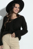 Alpaca wool sweater with a neckline F1395 color Black