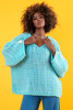 Loose sweater with a neckline F1256 color SKYBLUE