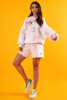 Colorful Sweatshirt set, loose hoodie and short pants F1409 color White