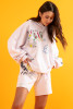 Colorful Sweatshirt set, loose hoodie and short pants F1409