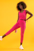 Women's long leggings of ribbed cotton F1433 color Pink