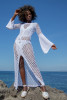 Long openwork dress for summer F1457 color White