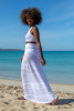 Colorful, cotton, openwork set of top and long skirt F1462 color White