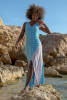 Long openwork summer dress F1460 color Blue