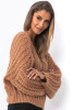 Oversize V-neck sweater F1492 color Carmel