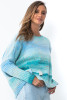 Colorful oversized merino wool sweater F1384