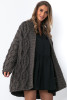 Chunky Knit F1555 thick cardigan color Espresso