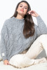 Oversized Aran pattern sweater F840 color Grey