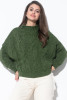 Oversized Aran pattern sweater F840 color Olive