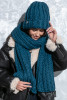 Long chunky knit scarf F1537 color PRINCESBLUE