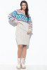 Sweater with jacquard pattern and skirt - set F1547 color Beige