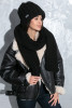 Long chunky knit scarf F1549 color Black