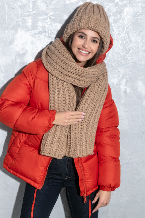 Długi szal o grubym splocie chunky knit F1561