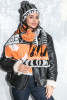 CATS HAT WITH POMPON AND SCARF F1570 color Orange