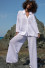 Cotton openwork set with buttoned shirt and long pants F1682