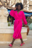 Wrap-style midi dress with a belt F1687 color Amaranth