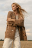 Chunky knit cardigan with distressing F1738 color Carmel