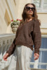 Classic sweater made from undyed alpaca wool and Maco cotton F1740 color Brown