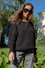 The classic seamless sweater with a round neckline F1737 color Black