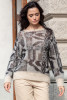 Jacquard alpaca wool sweater F1749 color Beige