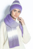 COLORFUL WOOL HAT AND SCARF SET F1756 color Purple