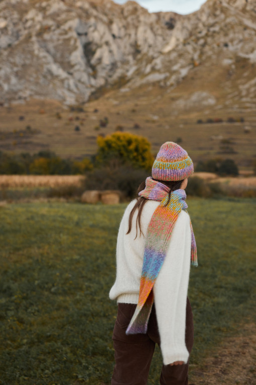 COLORFUL ALPACA WOOL HAT AND SCARF SET F1760