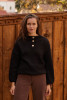 Elegant buttoned alpaca wool sweater F1393 color Black