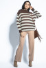 Button-up striped alpaca wool sweater F1763