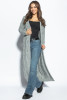 Long braided knit cardigan with hood, F1080 color Grey