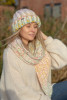 WOOL HAT AND SCARF SET WITH A CHUNKY KNIT F1766 color Green