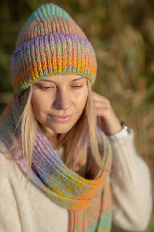 COLORFUL ALPACA WOOL HAT AND SCARF SET F1760