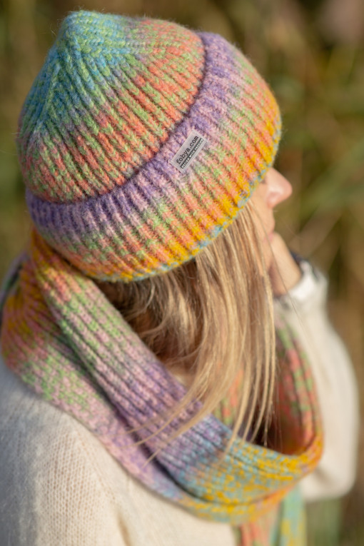 COLORFUL ALPACA WOOL HAT AND SCARF SET F1760