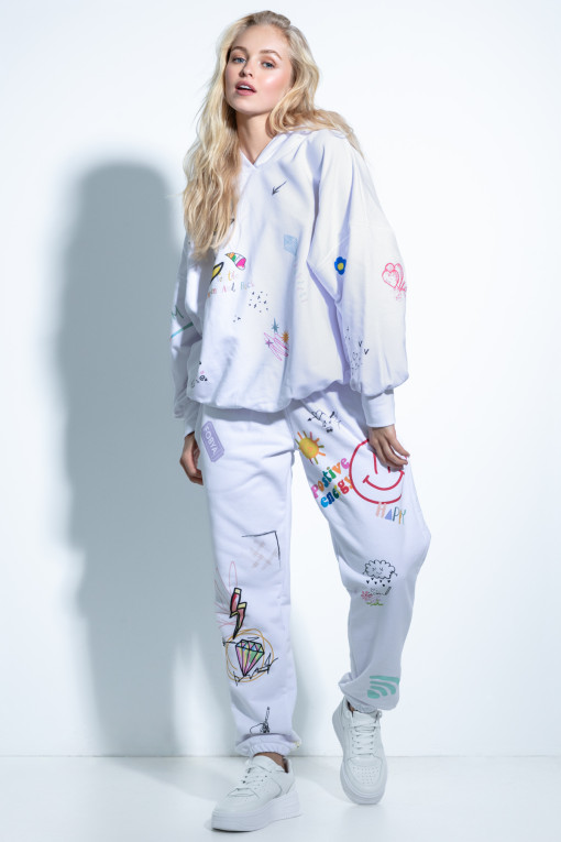 Colorful set oversized hoodie and wide pants F1411