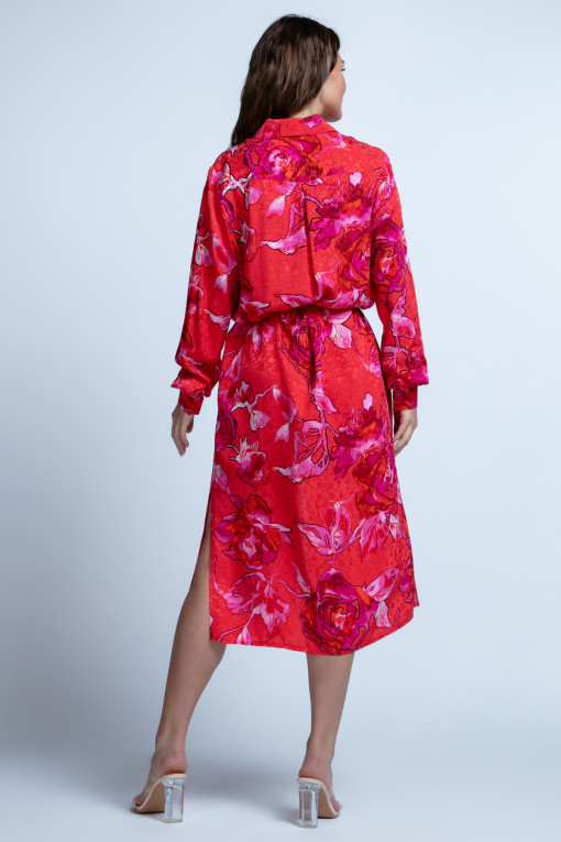 Shirt dress midi made of viscose F1694