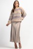 Kolorowy sweter z wełny w paski F1885 color Beige