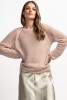 Jedwabny sweter w delikatny ażurowy splot F1881 color Pinkpowder